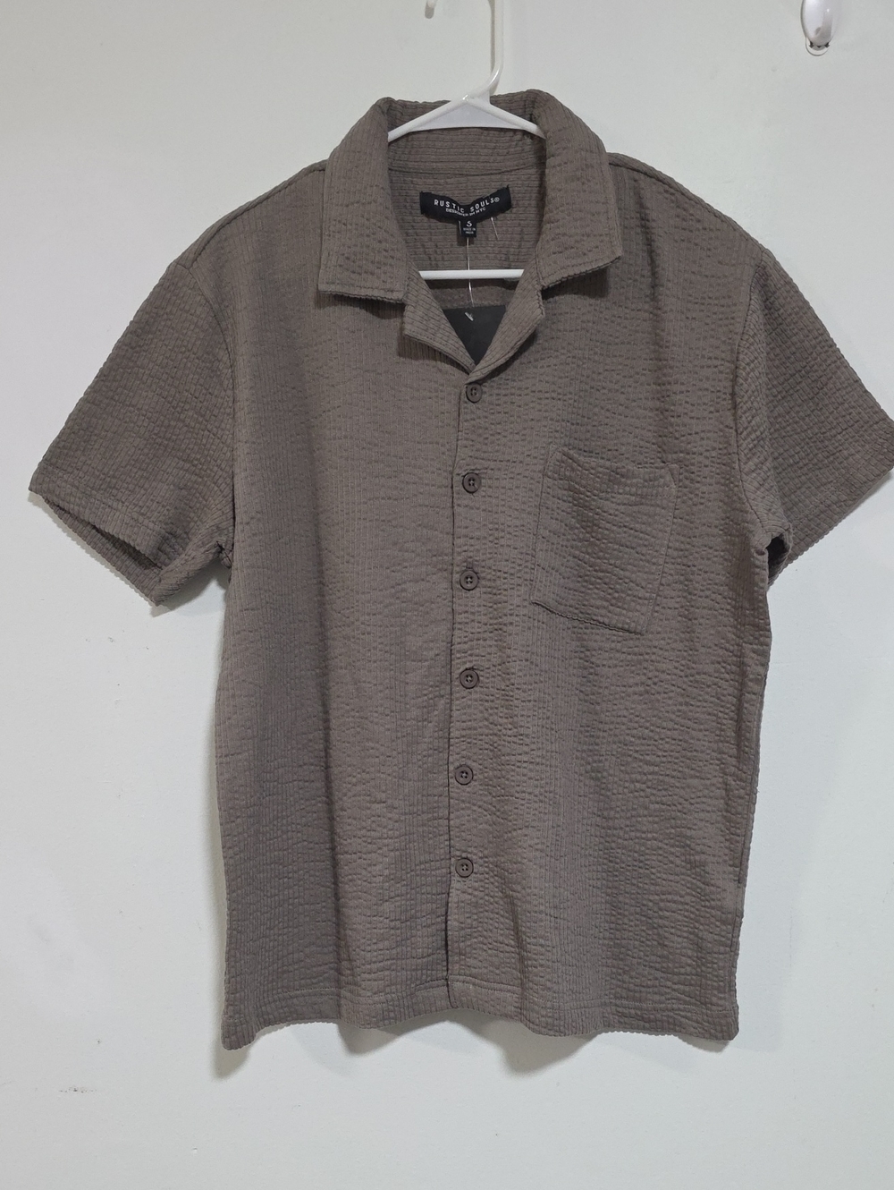 Reiss Textured Short-Sleeve Button-Down Shirt - Taupe